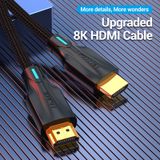  Cáp HDMI2.1 VENTION AAU 8K (8K@60Hz/4K@120Hz, VRR, QMS, ALLM, eARC, QFT, 48Gbps, Static HDR, Dynamic HDR, 32 audio channels, 1536KHz aggregate sample rate) 