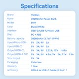  Pin Dự Phòng VENTION FHM 30000mAh 22.5W (1*Type-C + 2*USB-A port, Digital Display) 