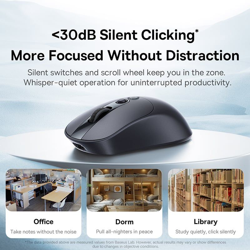  Chuột Không Dây Công Thái Học Baseus Editor EM2 (Bluetooth v5.3 & 2.4G Wireless Dual Mode, 45H, 4000 DPI, 300mAh, <30dB Quiet Clicking, Up to 250Hz Polling Rate) 