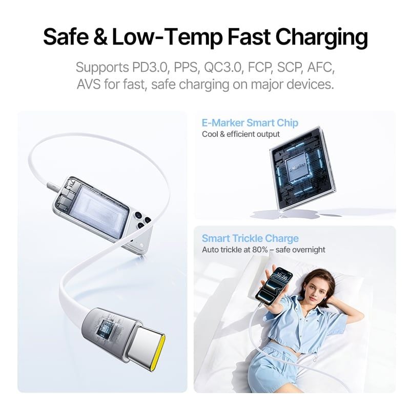  Cáp Sạc Nhanh C to C Baseus Ultra-Slim 240W (1.2m/2m, 480Mbps) 