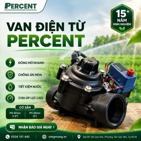Van điện từ tưới tự động ren 60mm 24V AC DC hiệu Percent
