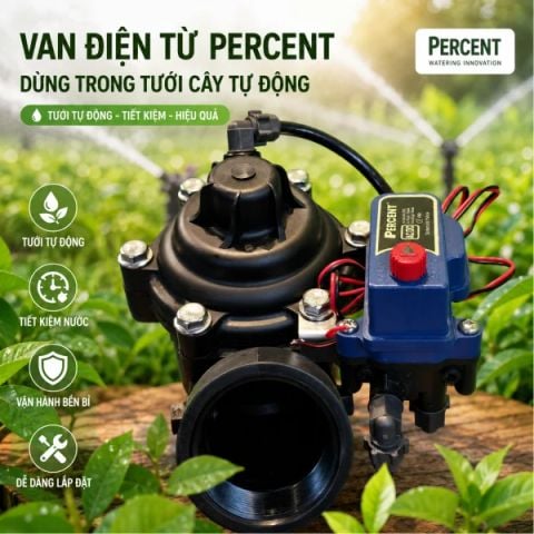 Van điện từ tưới tự động ren 49mm 24V AC DC hiệu Percent
