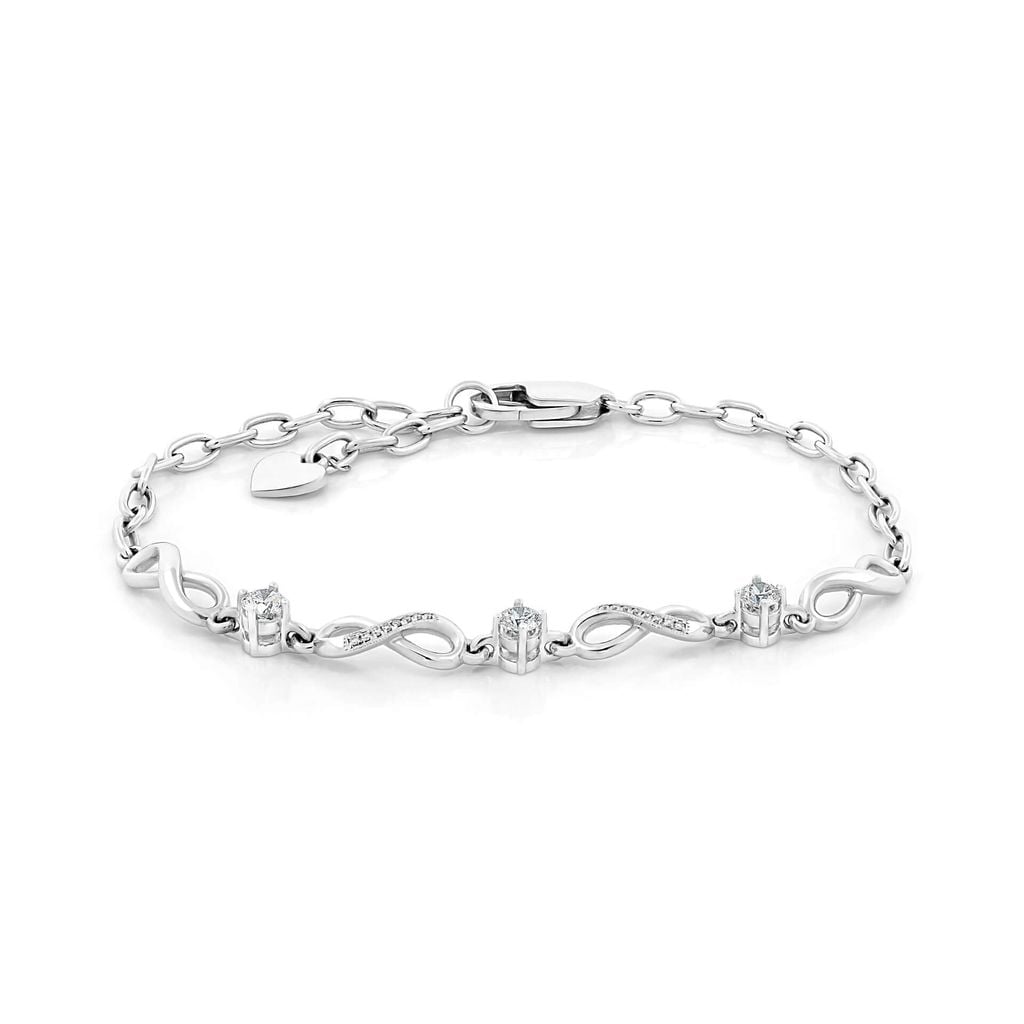 Lắc tay vàng trắng 14K gắn kim cương DOJI AFBB000016F2HA1 