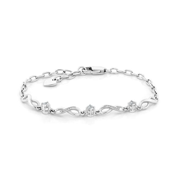 Lắc tay vàng trắng 14K gắn kim cương DOJI AFBB000016F2HA1