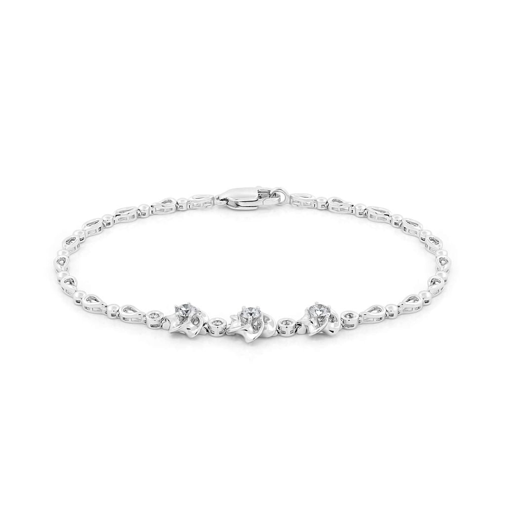 Lắc tay vàng trắng 14K gắn kim cương DOJI AFBB100017F2HA1 