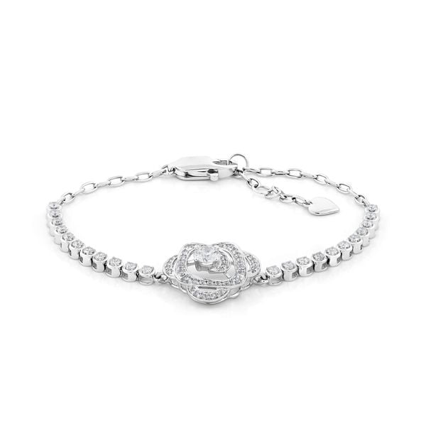 Lắc tay vàng trắng 14K gắn kim cương DOJI AFBB200002F2HA1