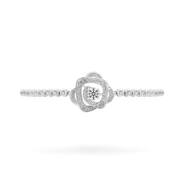 Lắc tay vàng trắng 14K gắn kim cương DOJI AFBB200002F2HA1