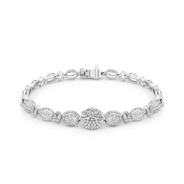 Lắc tay vàng trắng 14K gắn kim cương DOJI AFBB200023F2HA1