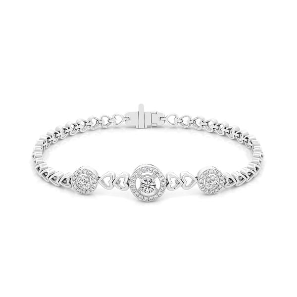 Vòng tay vàng trắng 14K gắn kim cương DOJI AFBB200034F2HA1