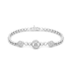 Vòng tay vàng trắng 14K gắn kim cương DOJI AFBB200034F2HA1