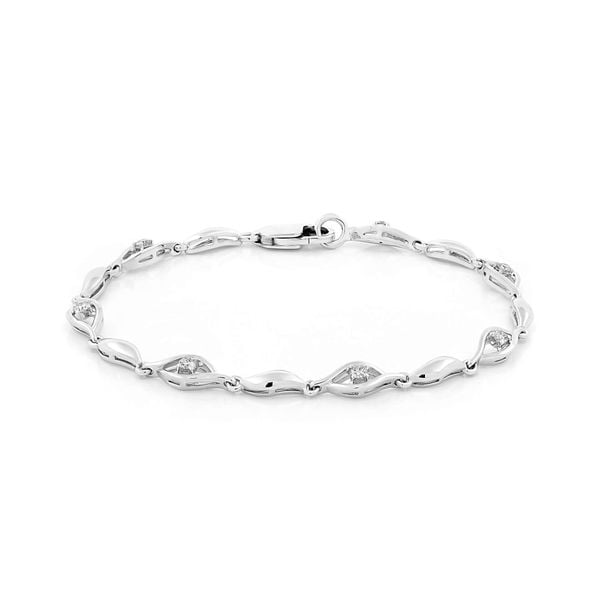 Lắc tay vàng trắng 14K gắn kim cương DOJI AFBB900005F2DA1