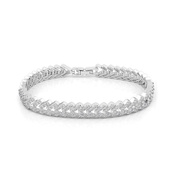 Lắc tay vàng trắng 14K gắn kim cương DOJI AFBB900031F2ML1