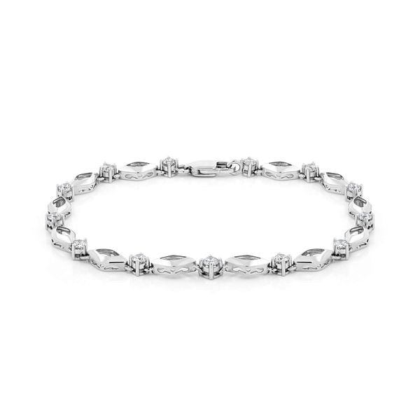 Lắc tay vàng trắng 14K gắn kim cương DOJI AFBB900038F2ML1