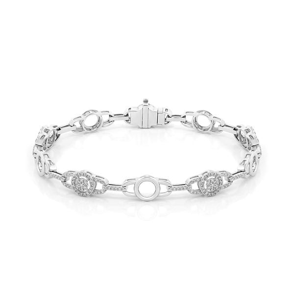 Lắc tay vàng trắng 14K gắn kim cương DOJI AFBB900498F2ML1
