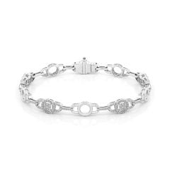 Lắc tay vàng trắng 14K gắn kim cương DOJI AFBB900498F2ML1