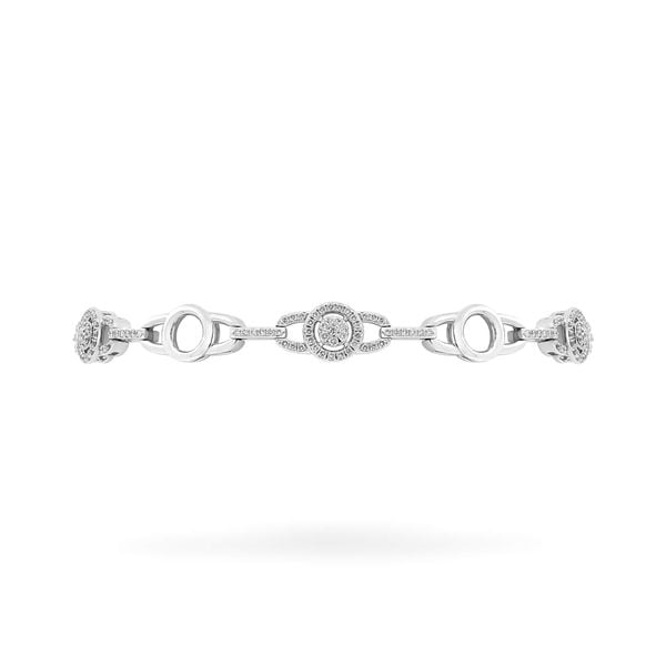 Lắc tay vàng trắng 14K gắn kim cương DOJI AFBB900498F2ML1