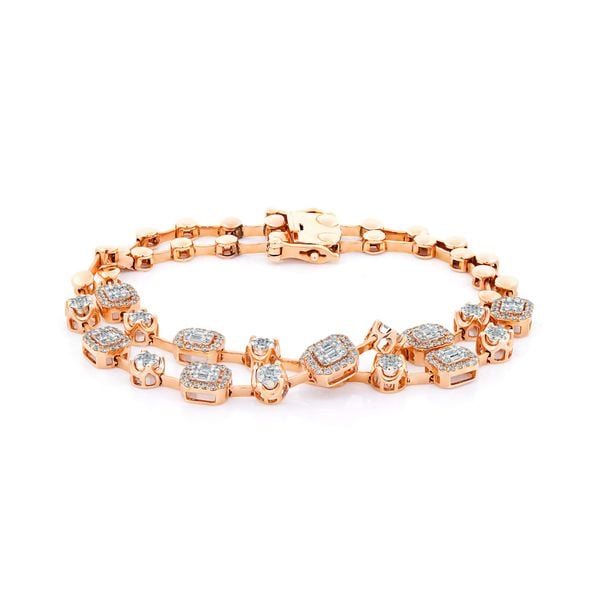 Lắc tay vàng hồng 18K gắn kim cương DOJI AFBB900501D3DA1