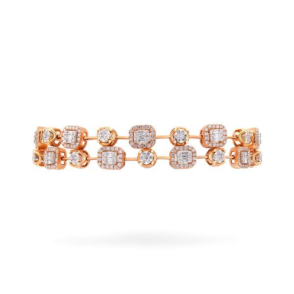 Lắc tay vàng hồng 18K gắn kim cương DOJI AFBB900501D3DA1
