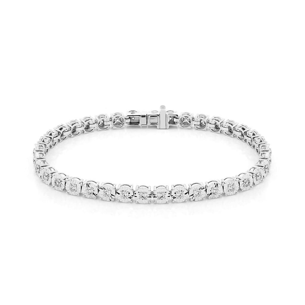 Lắc tay vàng trắng 14K gắn kim cương DOJI AFBB900521F2HM1 