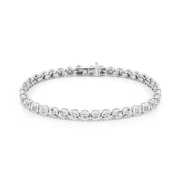 Lắc tay vàng trắng 14K gắn kim cương DOJI AFBB900521F2HM1