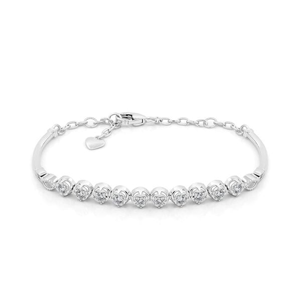 Lắc tay vàng trắng 14K gắn kim cương DOJI AFBB900534F2HM1