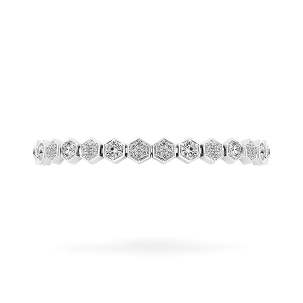 Lắc tay vàng trắng 14K gắn kim cương DOJI AFBB900631F2ML1