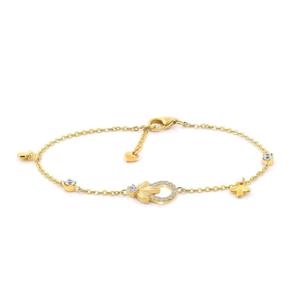 Lắc tay vàng vàng 14K gắn đá CZ DOJI AFBK000782F1CZ1 