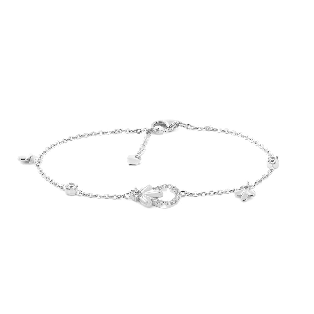 Lắc tay vàng trắng 14K gắn đá CZ DOJI AFBK000782F2CZ1 