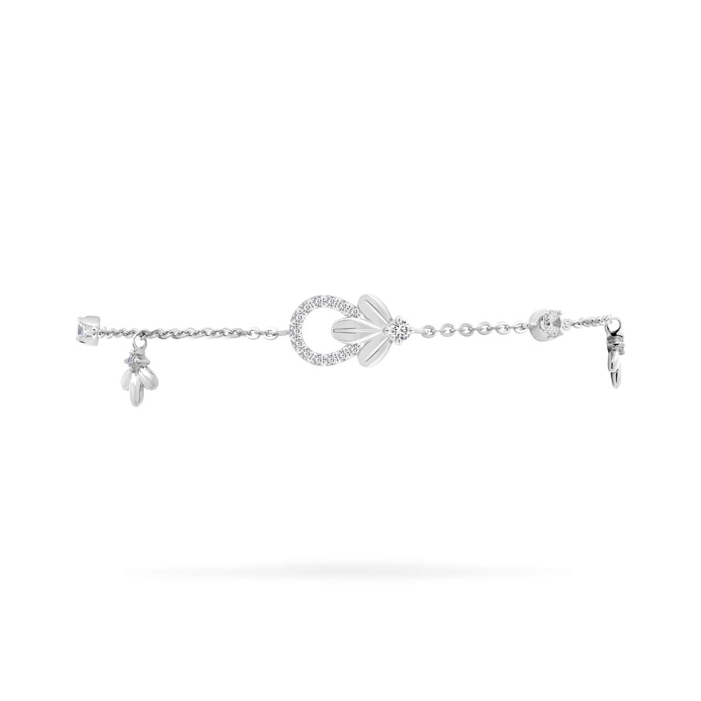 Lắc tay vàng trắng 14K gắn đá CZ DOJI AFBK000782F2CZ1 