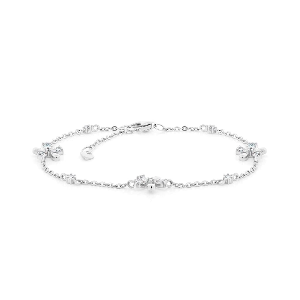 Lắc tay vàng trắng 14K gắn đá CZ DOJI AFBK000787F2CZ1 