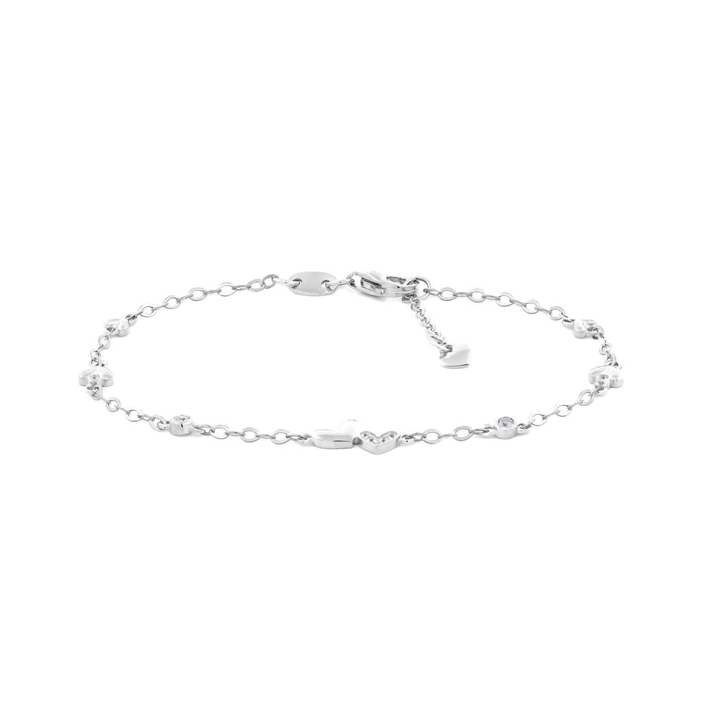 Lắc tay vàng trắng 14K gắn đá CZ DOJI AFBK000791F2CZ1 