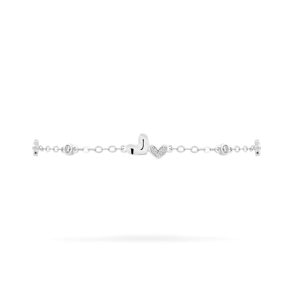 Lắc tay vàng trắng 14K gắn đá CZ DOJI AFBK000791F2CZ1 