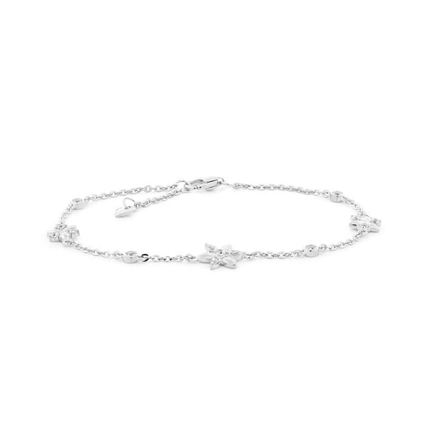 Lắc tay vàng trắng 14K gắn đá CZ DOJI AFBK000792F2CZ1