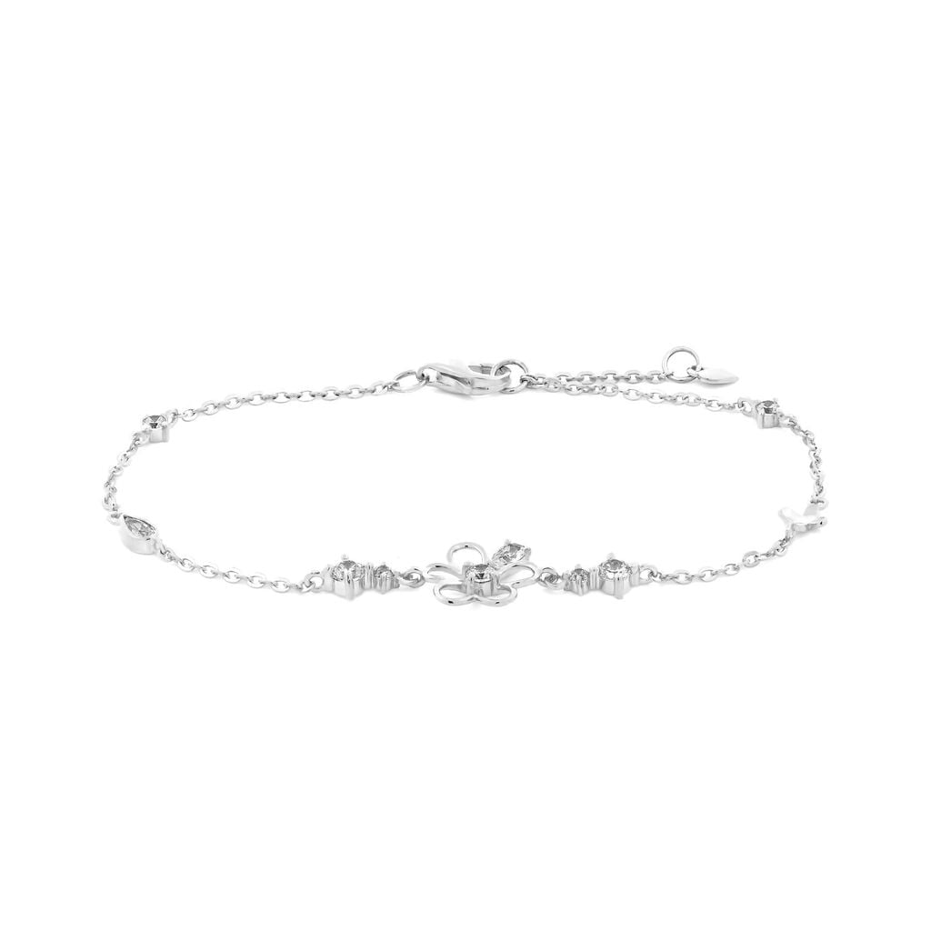 Lắc tay vàng trắng 14K gắn đá CZ DOJI AFBK000793F2CZ1 