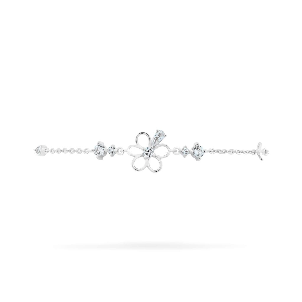 Lắc tay vàng trắng 14K gắn đá CZ DOJI AFBK000793F2CZ1 