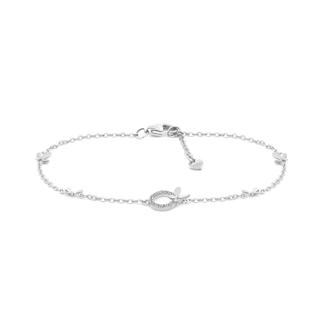 Lắc tay vàng trắng 14K gắn đá CZ DOJI AFBK000796F2CZ1 