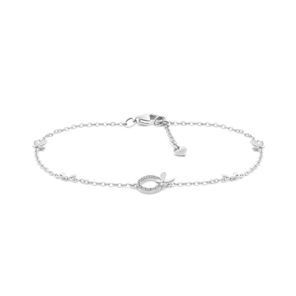 Lắc tay vàng trắng 14K gắn đá CZ DOJI AFBK000796F2CZ1