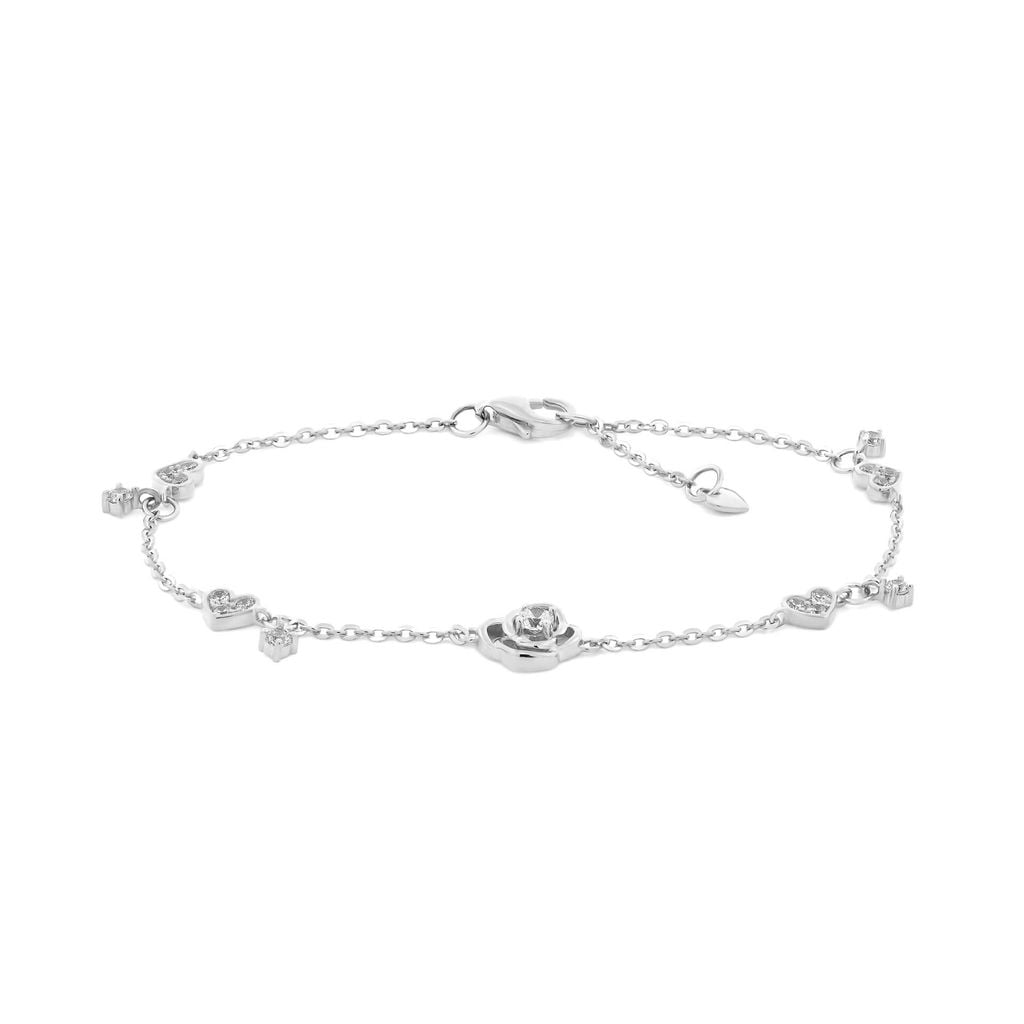 Lắc tay vàng trắng 14K gắn đá CZ DOJI AFBK000797F2CZ1 