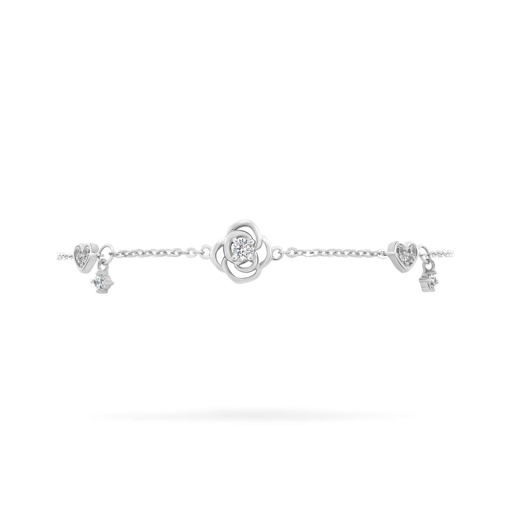 Lắc tay vàng trắng 14K gắn đá CZ DOJI AFBK000797F2CZ1 