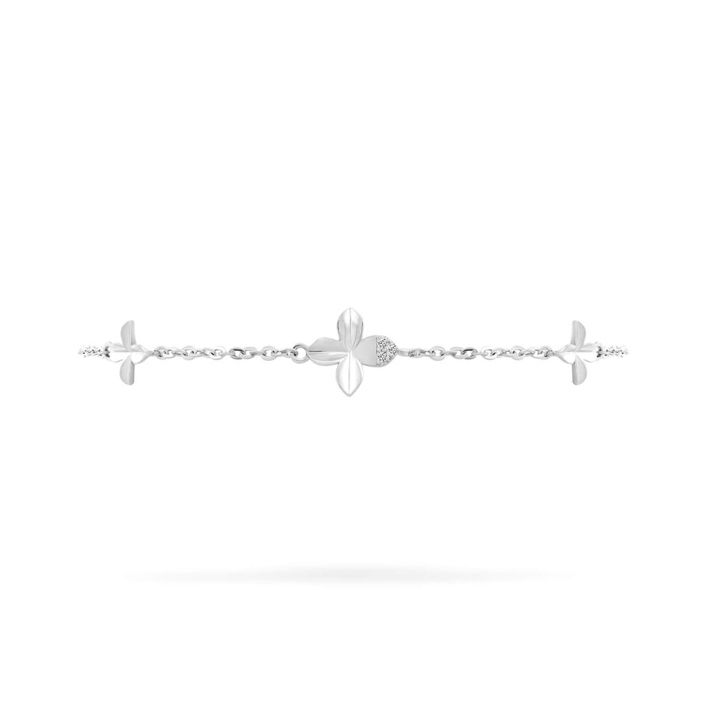 Lắc tay vàng trắng 14K gắn đá CZ DOJI AFBK000798F2CZ1 