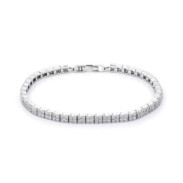 Lắc tay vàng trắng 18K gắn đá CZ DOJI AFBM001126D2CZ1