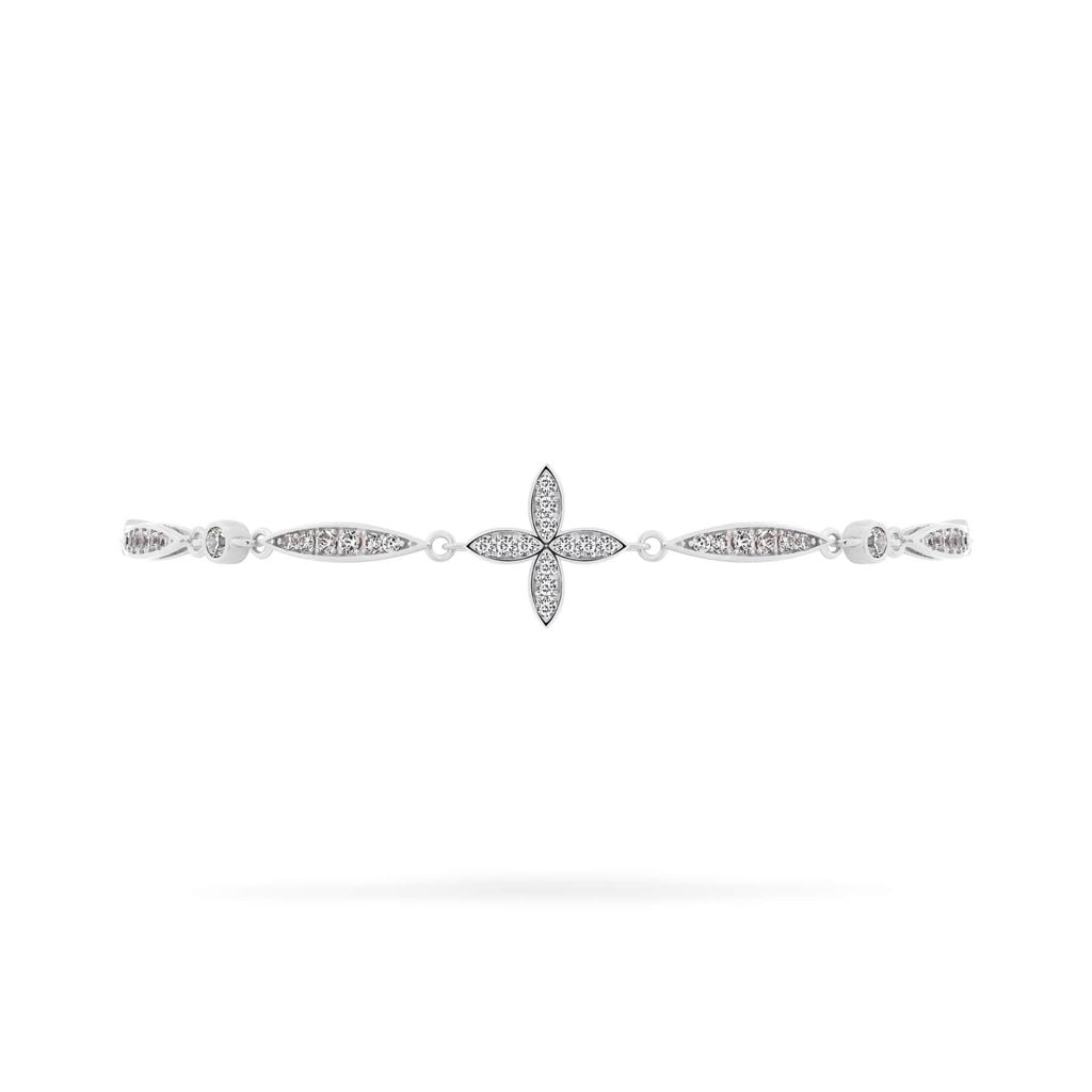 Lắc tay vàng trắng 18K gắn đá CZ DOJI AFBM001128D2CZ1 