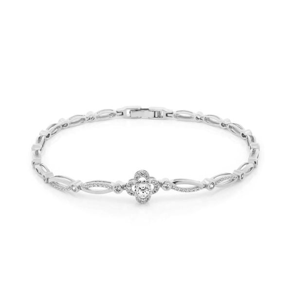 Lắc tay vàng trắng 18K gắn đá CZ DOJI AFBM100547D2CZ1