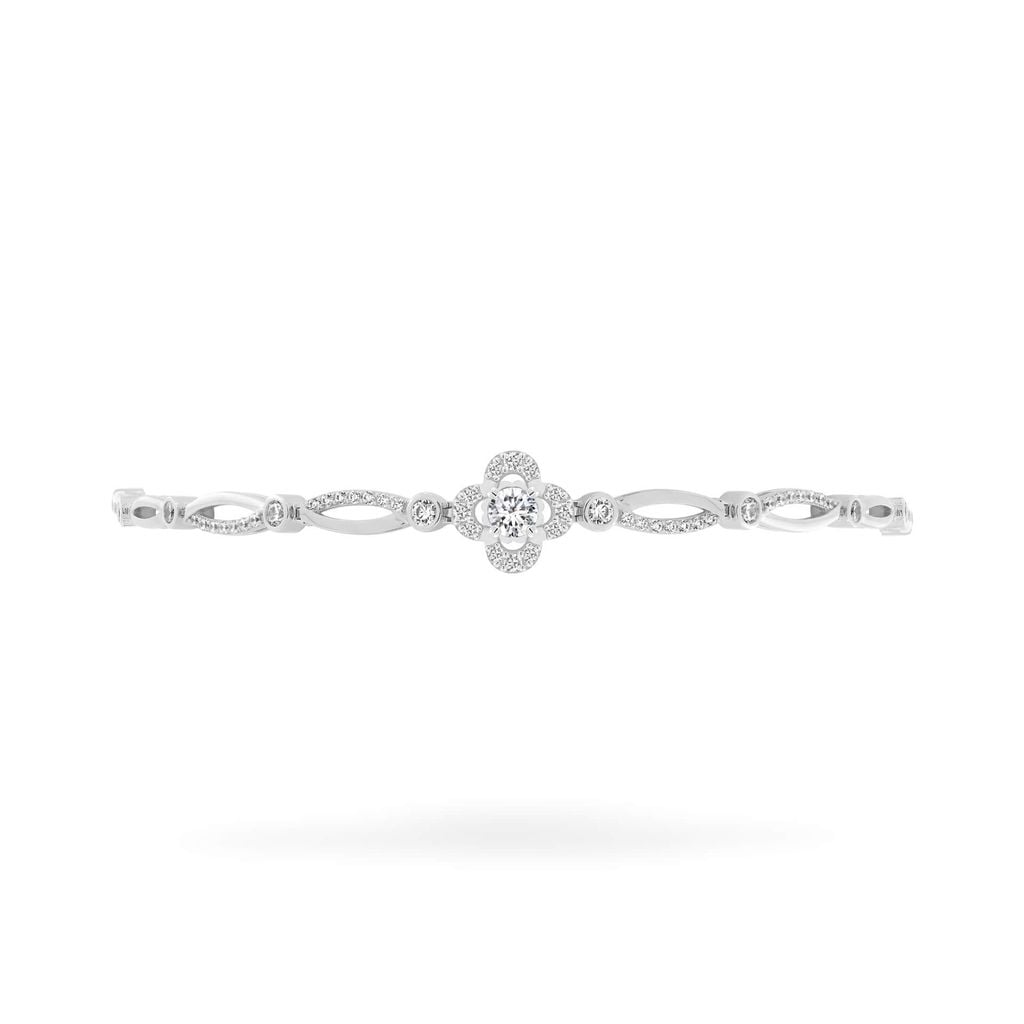 Lắc tay vàng trắng 18K gắn đá CZ DOJI AFBM100547D2CZ1 