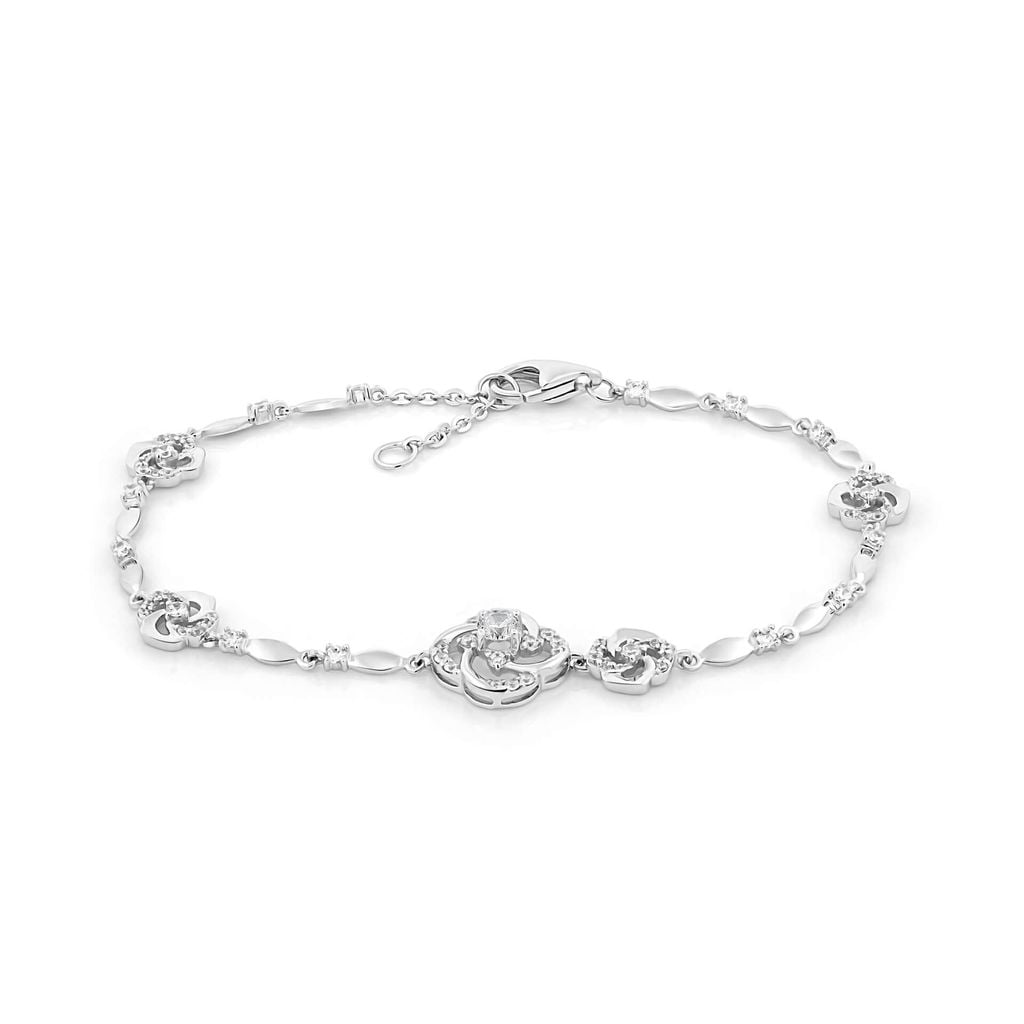 Lắc tay vàng trắng 18K gắn đá CZ DOJI AFBM100559D2CZ1 