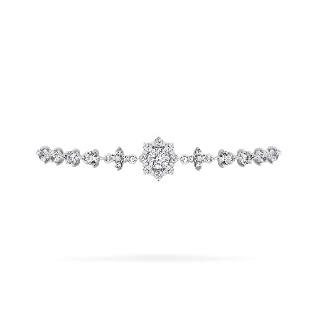 Lắc tay vàng trắng 18K gắn đá CZ DOJI AFBM200544D2CZ1 