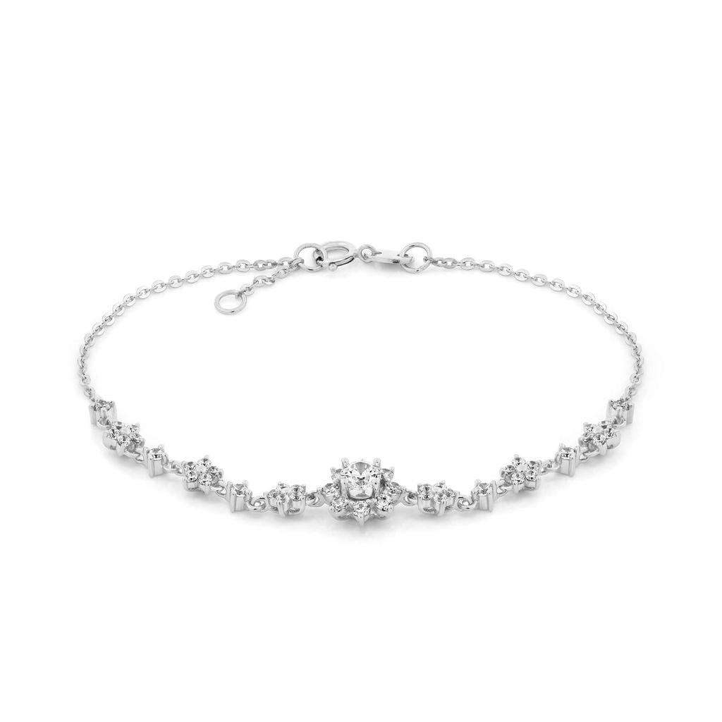 Lắc tay vàng trắng 18K gắn đá CZ DOJI AFBM200545D2CZ1 