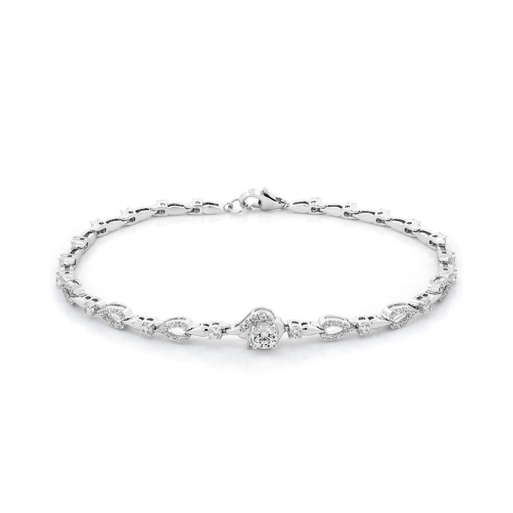 Lắc tay vàng trắng 18K gắn đá CZ DOJI AFBM200546D2CZ1 