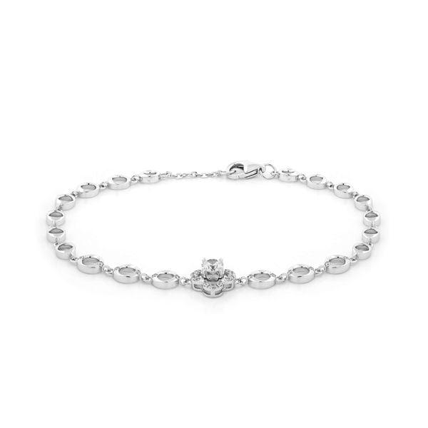 Lắc tay vàng trắng 18K gắn đá CZ DOJI AFBM200548D2CZ1