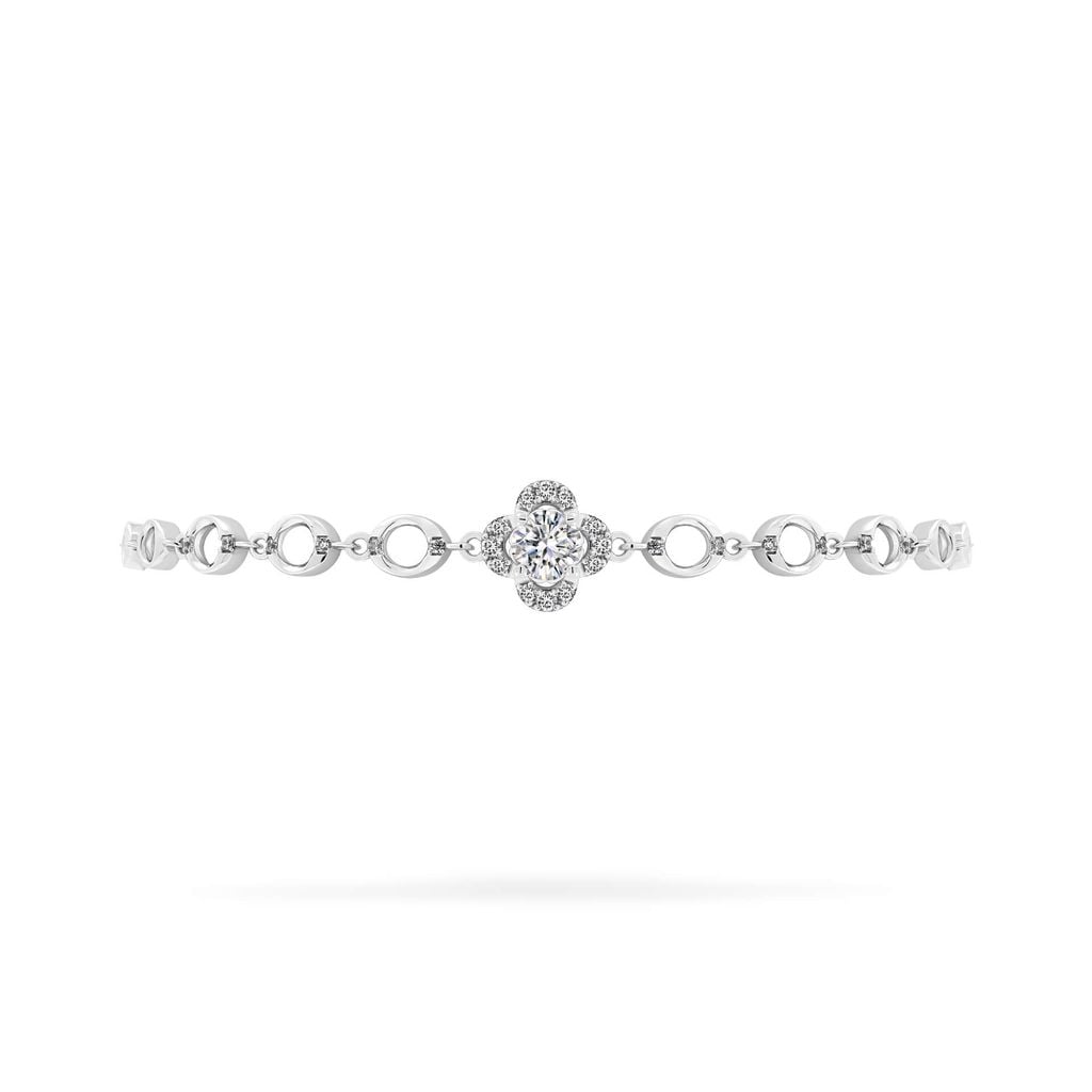 Lắc tay vàng trắng 18K gắn đá CZ DOJI AFBM200548D2CZ1 